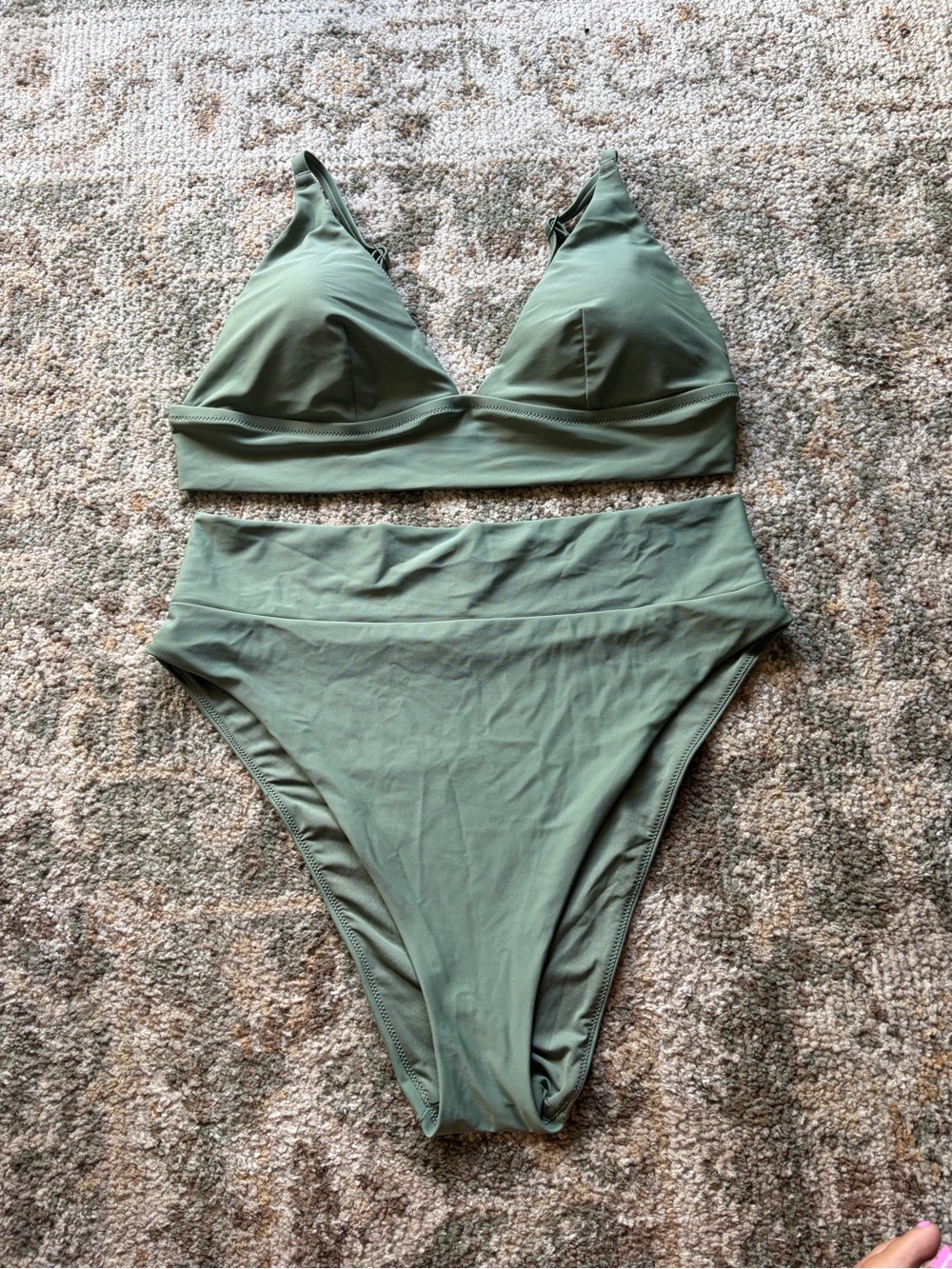 aerie Olive Green Triangle Bikini Set Size XLT